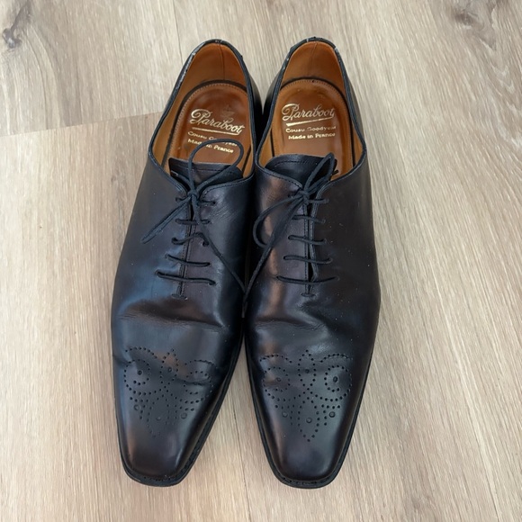 Paraboot Men’s Black Leather Oxford Dress Shoes – Made in France – Size 10 - Picture 2 of 6